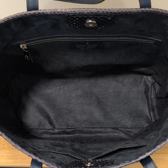 Silvano Biagini Python Bag & Matching Clutch Navy Blue